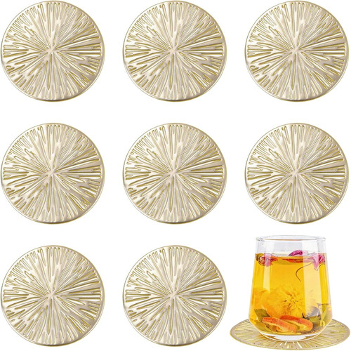 8pcs gold coaster for drinks - 8pcs,