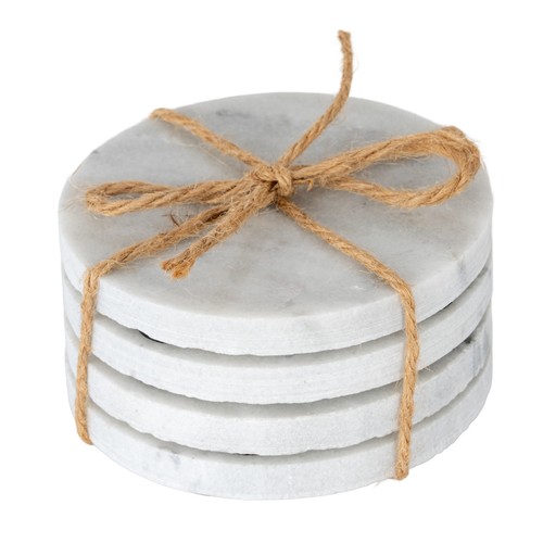 White set four round marble - of,
