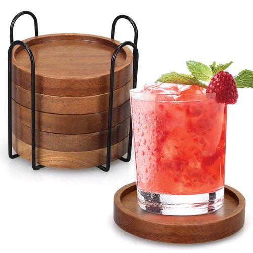 Wooden drink coasters - wooden, 6