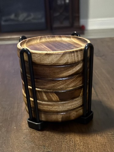 New 6pcs wooden coasters - 6pcs,