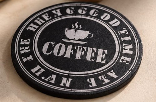 Vintage black coffee - coffee, coaster