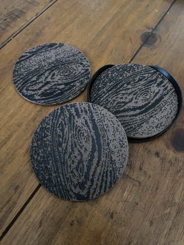 Set plastic coasters wood - plastic,