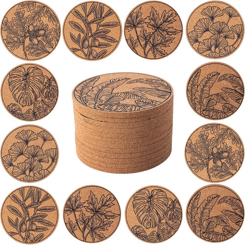 Pcs cork coasters - 12,