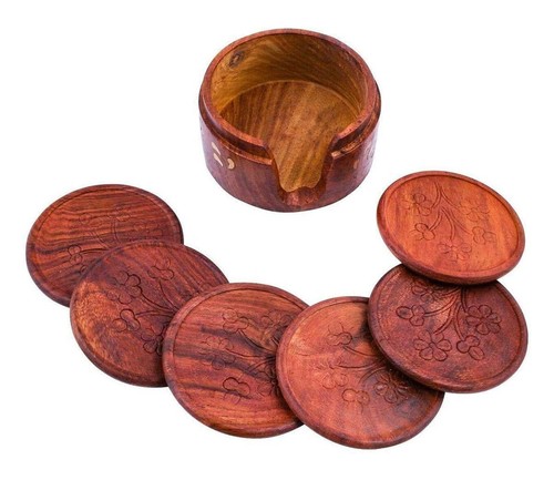 Natural wooden bamboo coaster - natural,