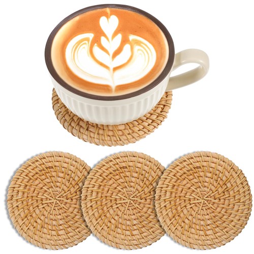 3pcs rattan coaster 93in - 3pcs, 3.93in