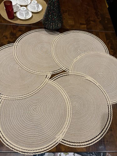 Hand woven round placemats - hand, &
