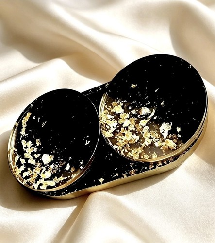 Black gold resin coaster - resin, set