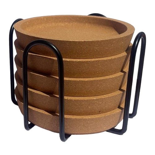 5pcs round cork coasters with - cork,