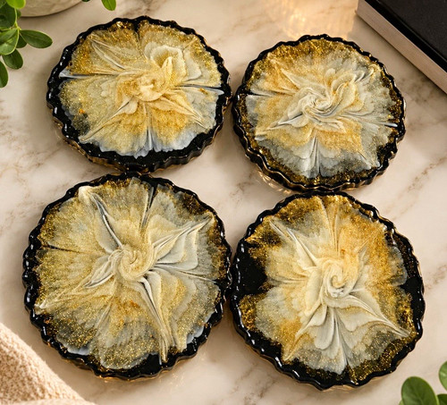 Set round resin floral - 4,