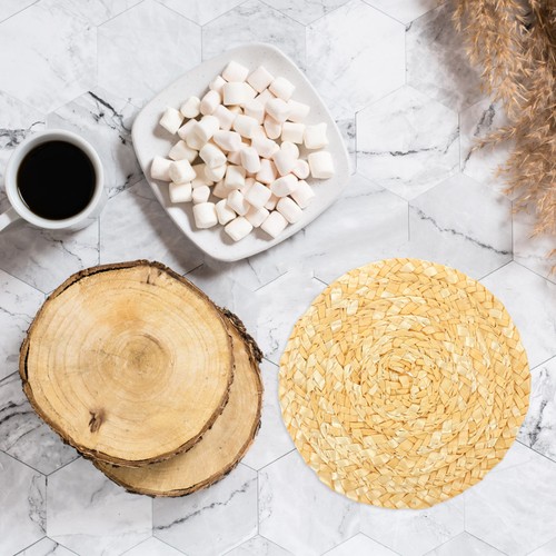 6pcs round woven straw - woven,