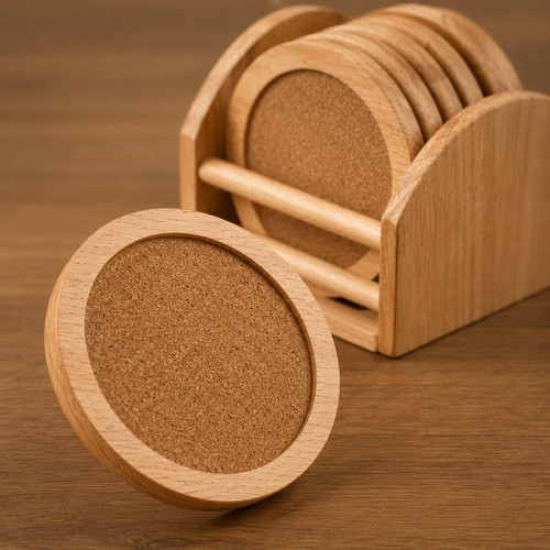 6pcs natural wooden round - natural,