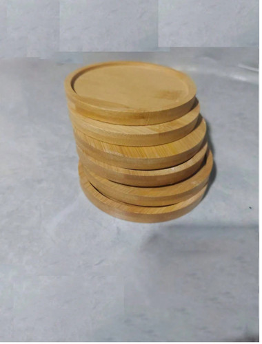 6pcs bamboo coaster - 6pcs, with