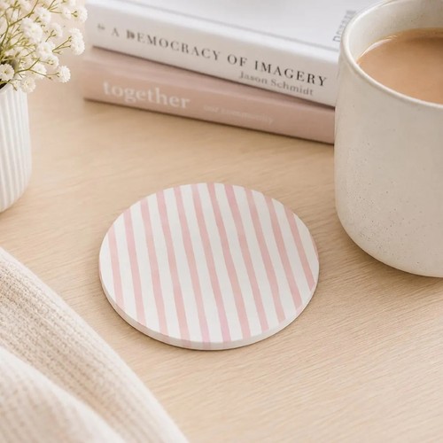 Pink and white - and, coaster