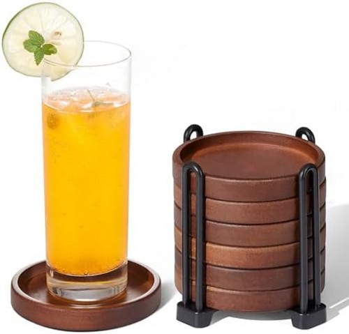 Set wooden coasters with - set,
