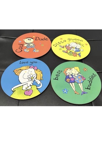 4pc cork back round coaster - 4pc,