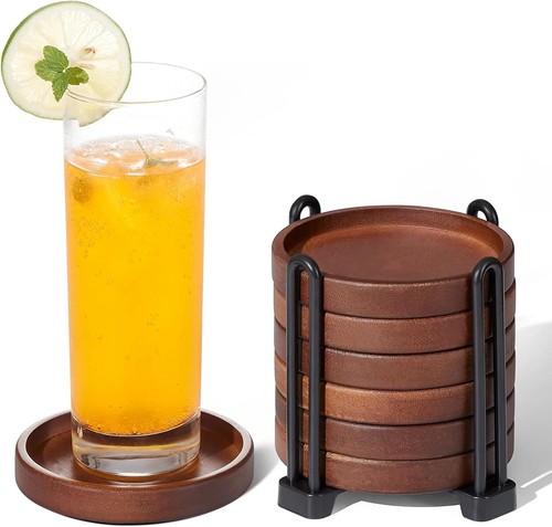 Set wooden coasters - of, 6