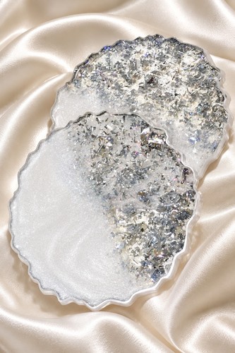 Pearl white silver resin - white,