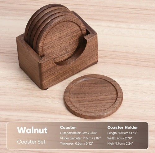 6pcs set wooden coasters - 6pcs/set,